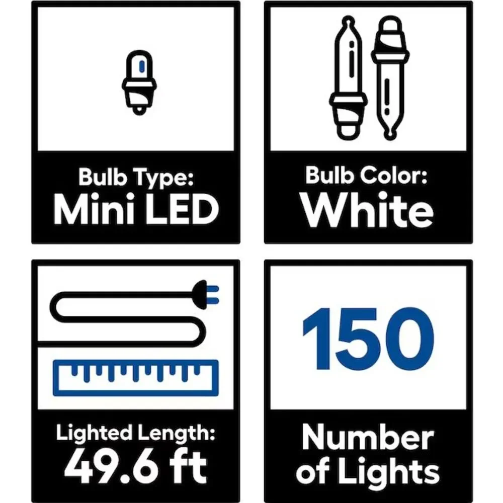 GE Energy Smart 150 Ct 49.6 ft Warm White MIniature LED Christmas String Light